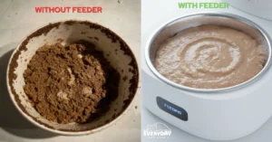 Comparison of dried out wet food vs fresh food in Petlibro Polar feeder.